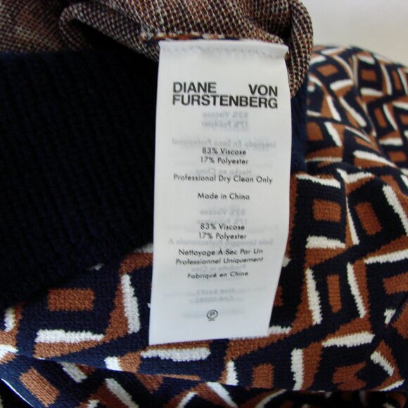 DVF Diane Von Furstenberg Mini Dress Milena Zig Zag Camel Knit Small NEW NWT - Picture 16 of 16